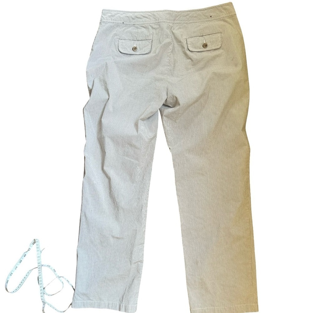 IZOD Dress Pants Women’s 14 Brown and White Stripes Stretch - Picture 9 of 11